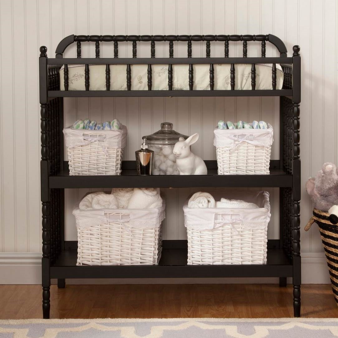 Changing Table in Black Wood Finish with 1-inch Waterproof Changing Pad-1
